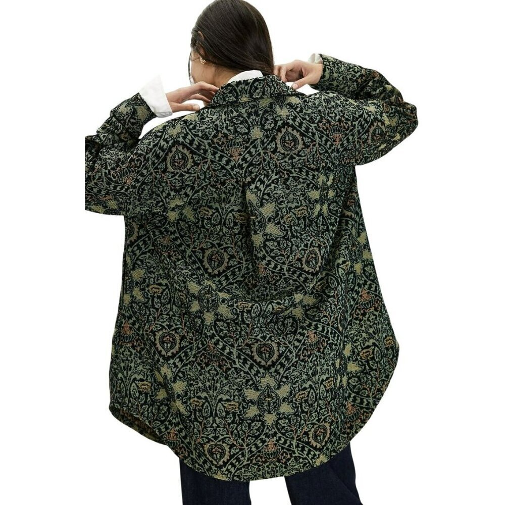 Free People We The Free Tapestry Fog Jacquard Shacket Shirt Jacket Medium NWT - Picture 5 of 13